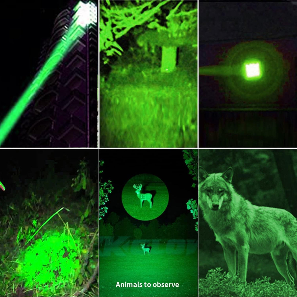 Rechargeable Green Tactical Flashlight with 500 Yards Range & Mount