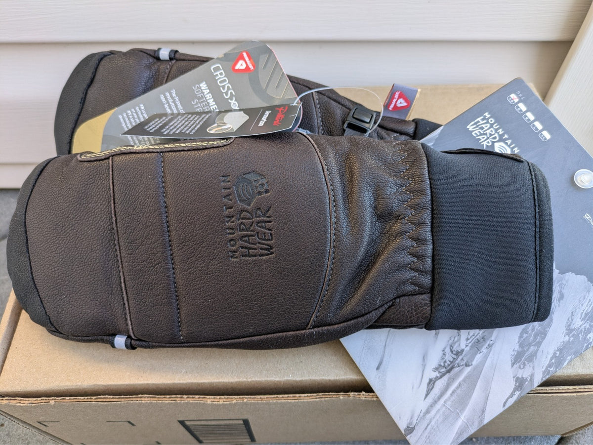 Insulated Leather Ski Mitts - Unisex Mountain Hardwear OP Mitt, XS, Woodsmoke