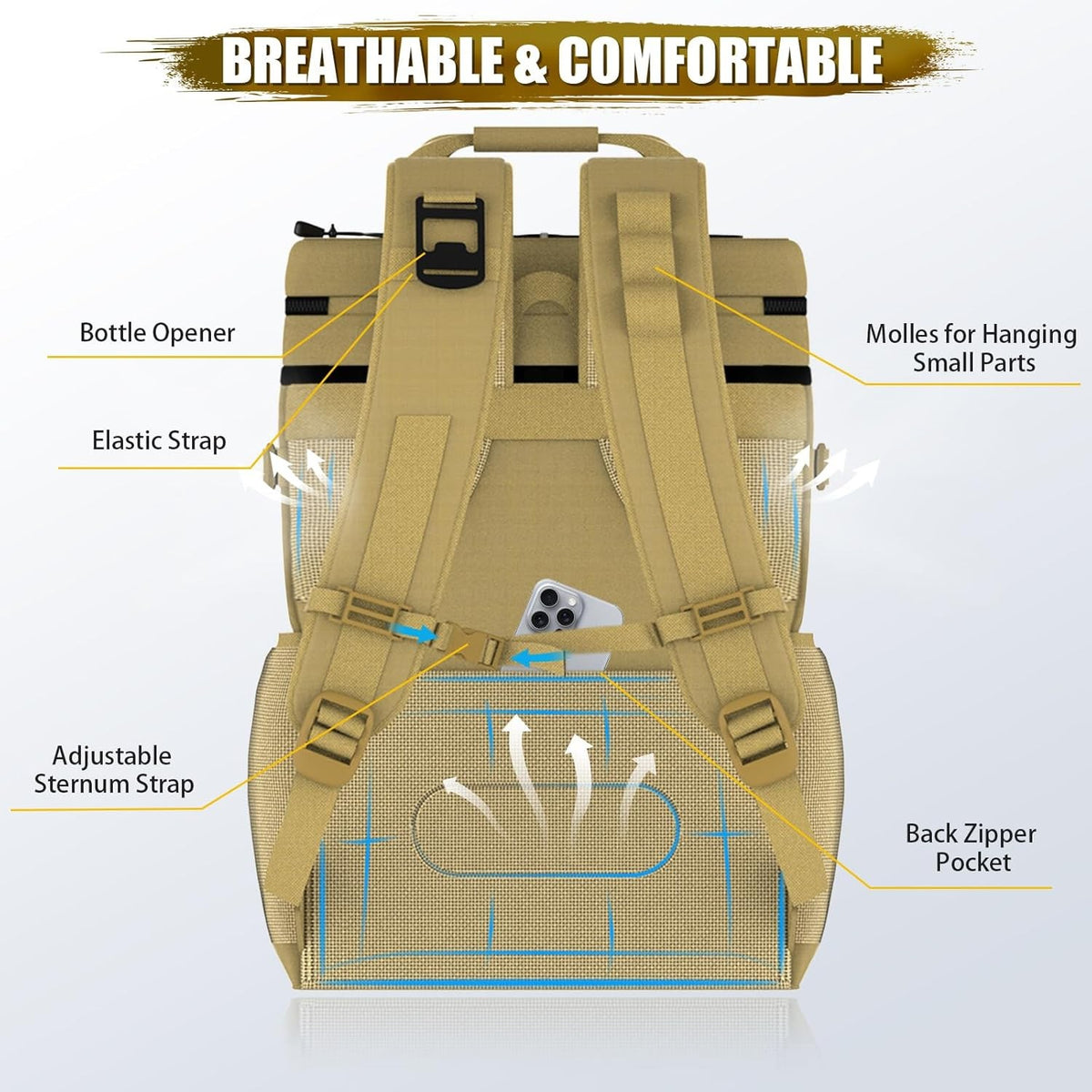 Insulated Tactical Cooler Backpack - Waterproof Leakproof 40 Can Capacity