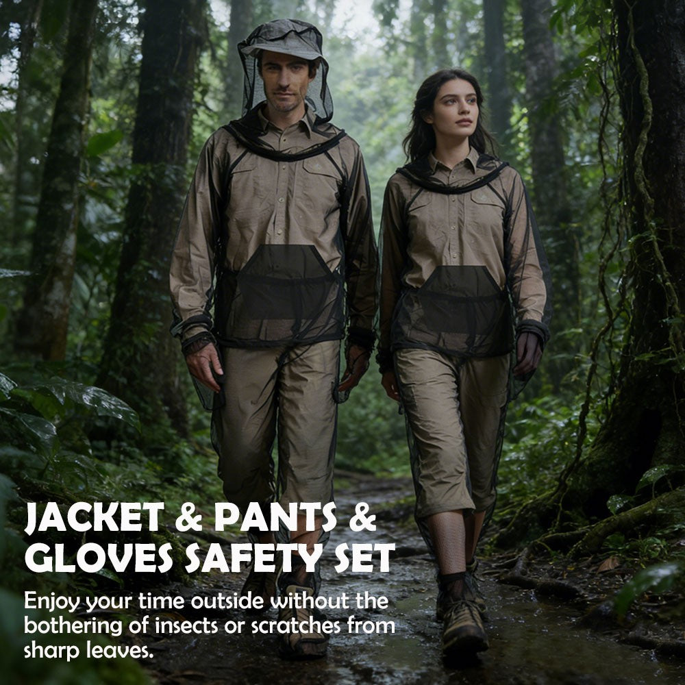 Unisex Mosquito Net Suit with Hood for Outdoor Camping Hiking Protection