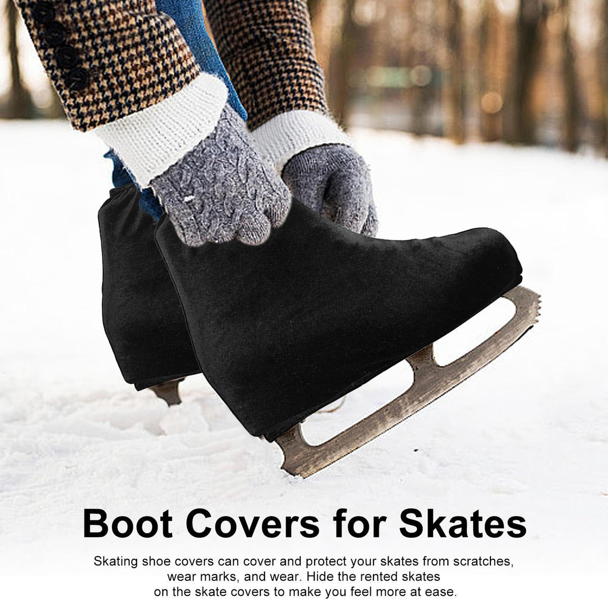 Velvet Ice Skate Boot Covers Pair - Protects & Keeps Feet Warm