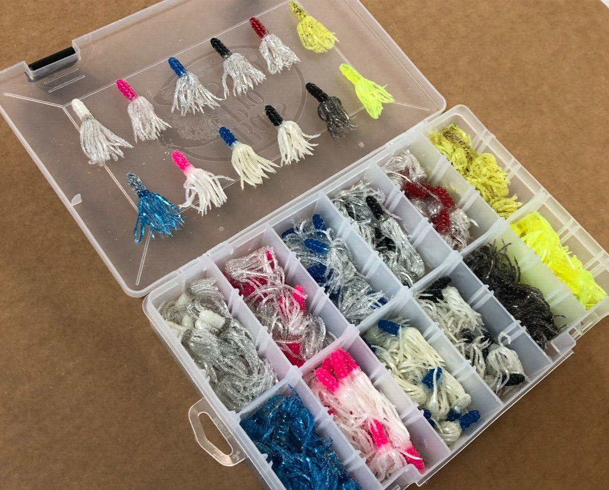 180 Piece Crappie Fishing Lure Kit with Flared Skirt Soft Plastics