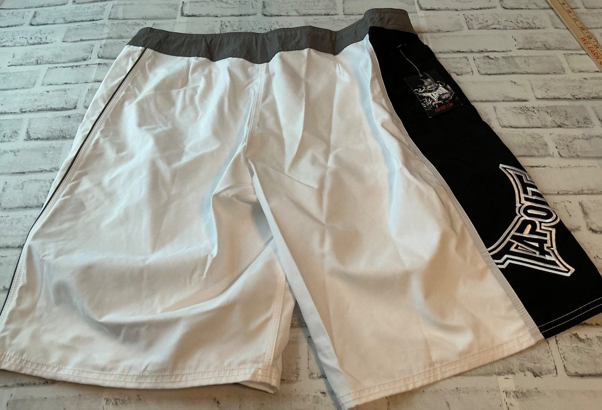 Mens Size 38 MMA Boxing Shorts - White Tapout Martial Arts Board Shorts