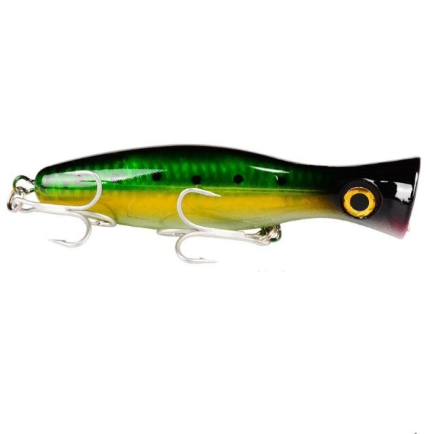 Floating Saltwater & Freshwater Fishing Lure - 1.5oz Topwater Popper with Rattle & Sharp Hooks