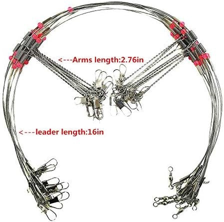 Saltwater Fishing Wire Leaders 10pcs, 1/2/3 Arm Hi-Lo Rig for Deep-Sea & Pier