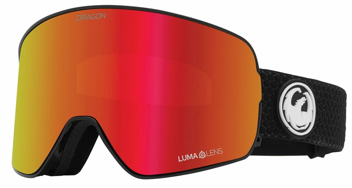 Snow Ski Goggles with Luma Lens and Split Red-Black Frame