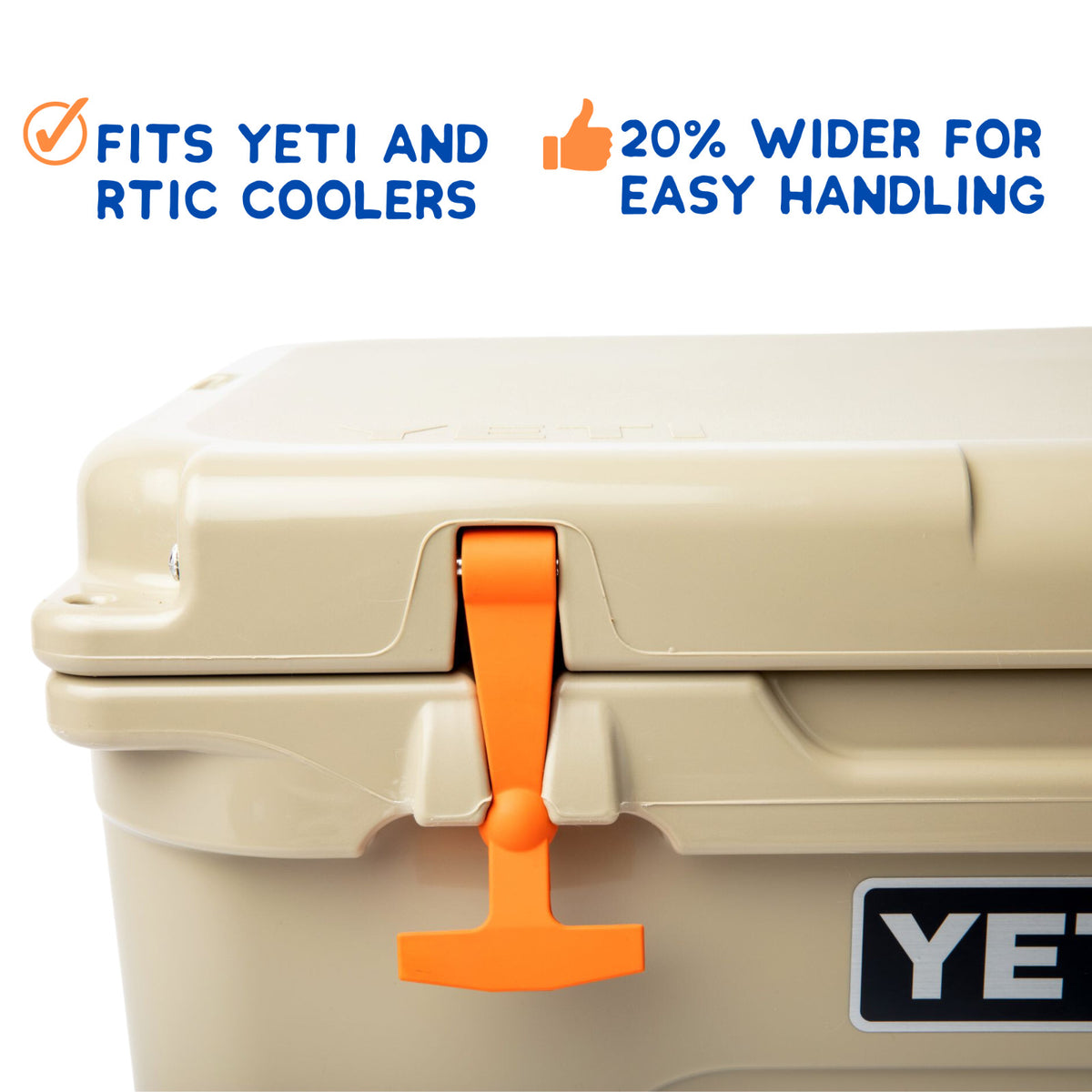 Rubber Latch Kit with Rope Handles for YETI & RTIC Coolers - Blaze Orange