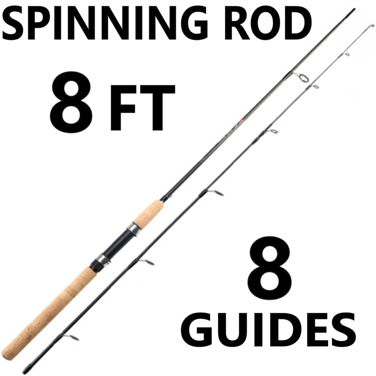 Medium Heavy Carbon Fiber Spinning Fishing Rod & Reel Combo - Fast Action, Cork Handle