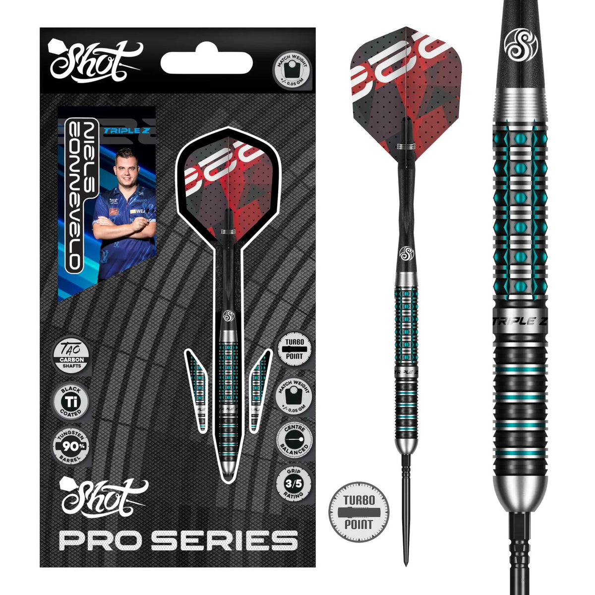 Dart Set 23g 90% Tungsten Turbo Point Niels Zonneveld Center-Weighted Stroke