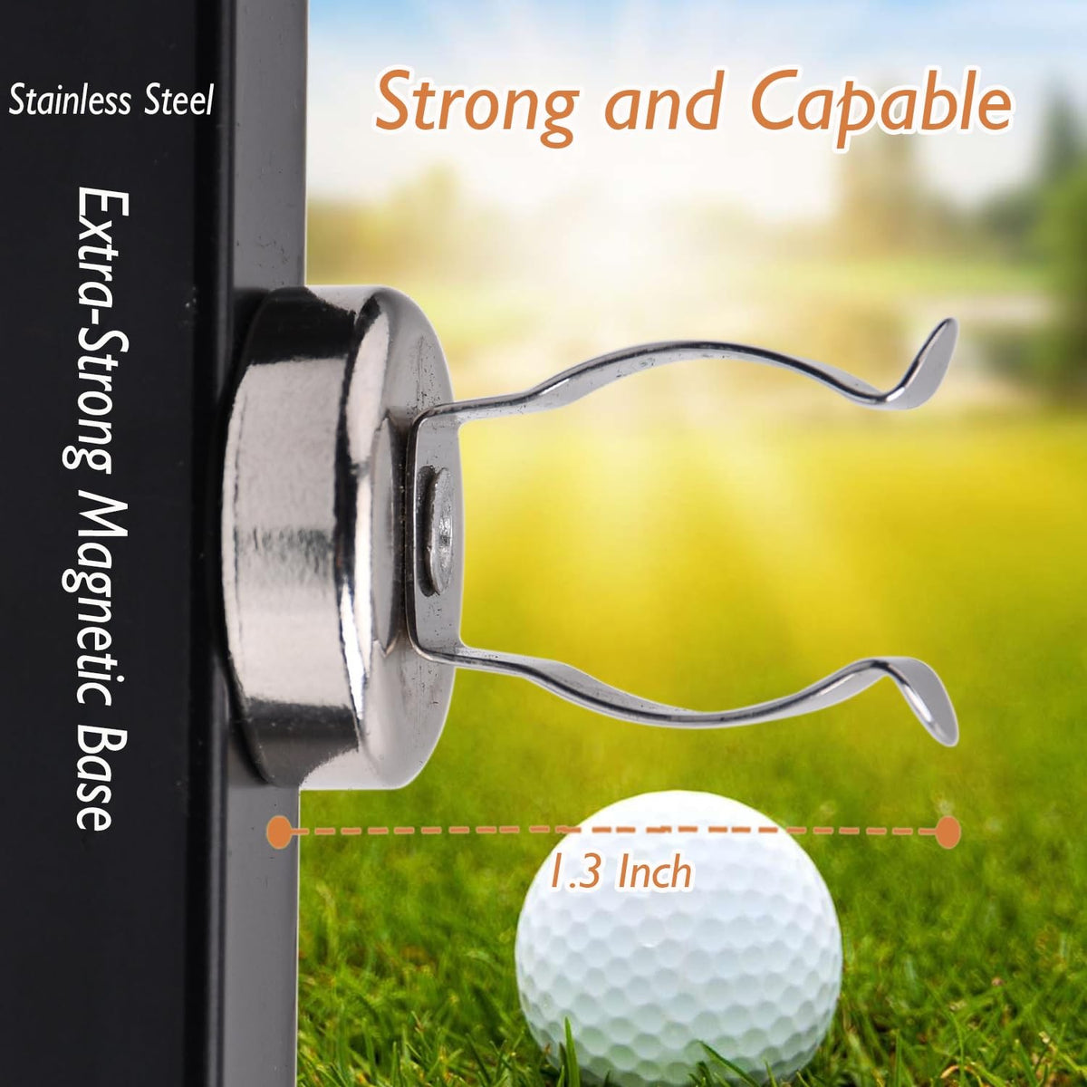 Magnetic Cigar Holder Clip for Golf Cart - Strong Stainless Steel, Silver