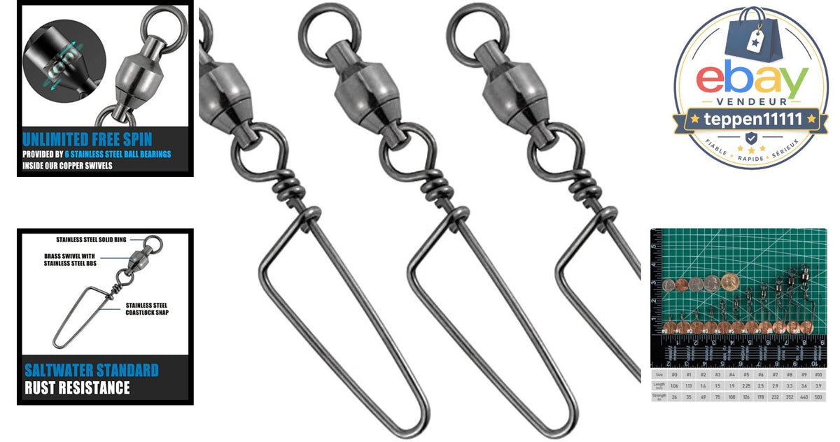 Fishing Snap Swivels #4 100lb Ball Bearing Tackle 20 Pack