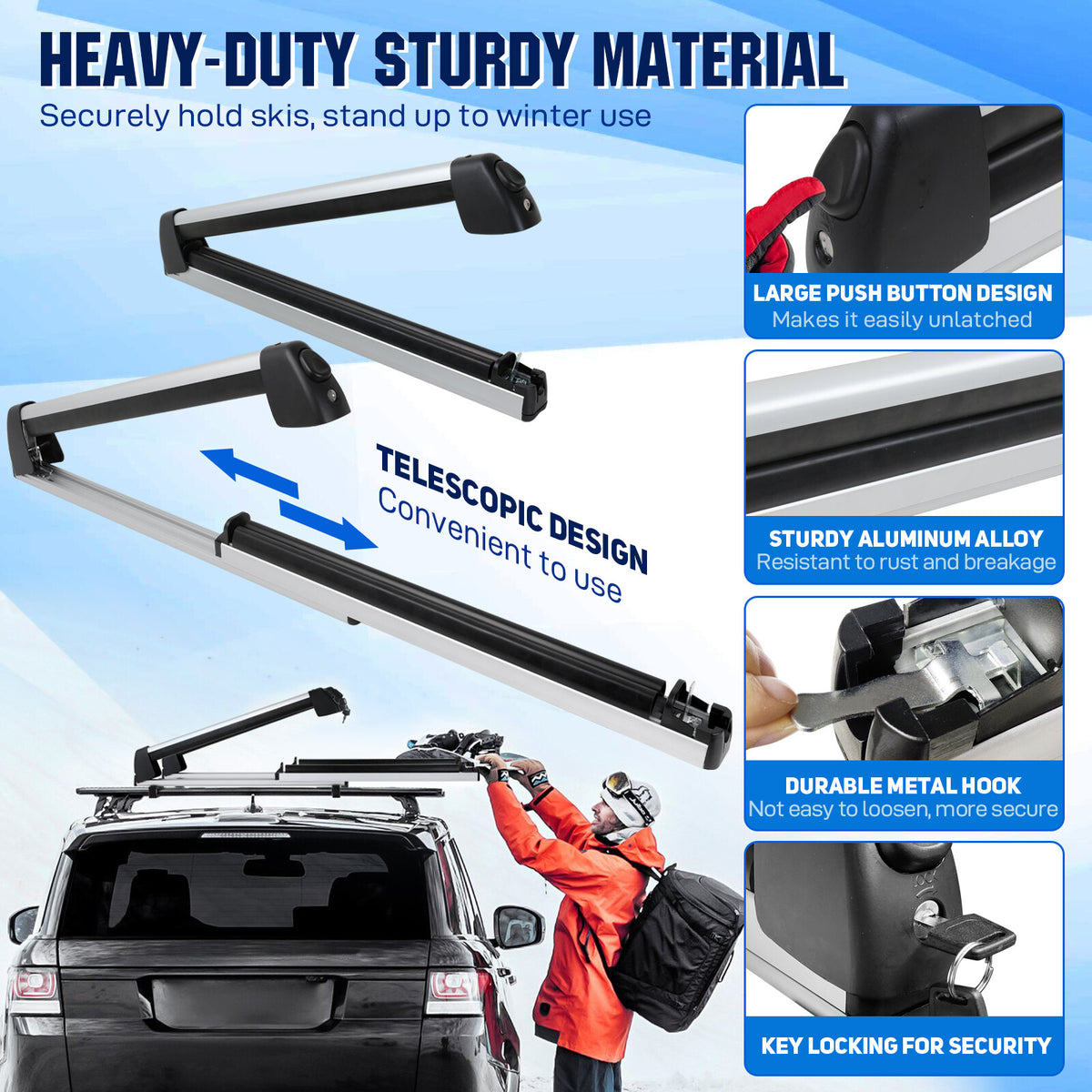 Universal Ski & Snowboard Roof Rack Cross Bar for 3 Series E46 E36