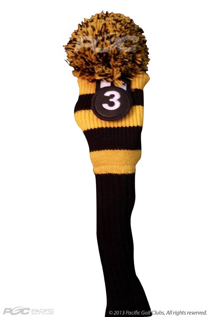 Golf Headcovers Set for Hybrids - Black and Gold Knit 3-Piece
