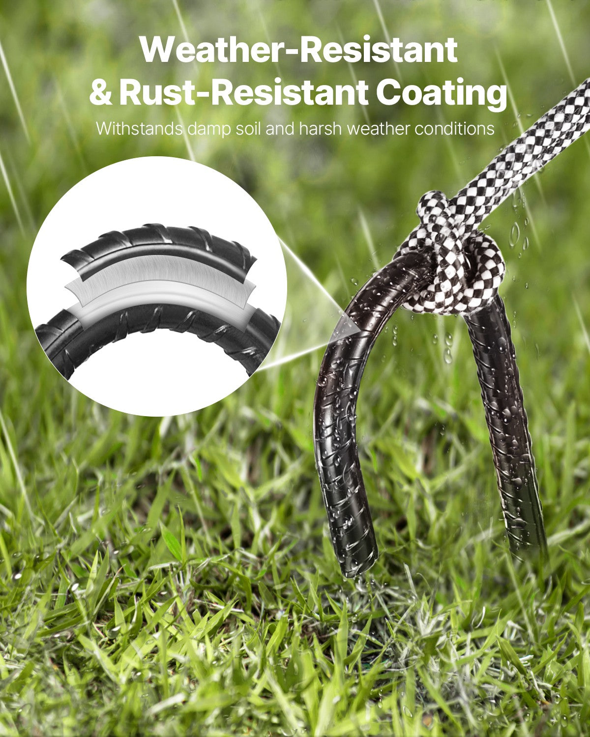 Heavy Duty Galvanized Steel Rebar Stakes 16-Pack - Ground Anchors for Outdoor Use