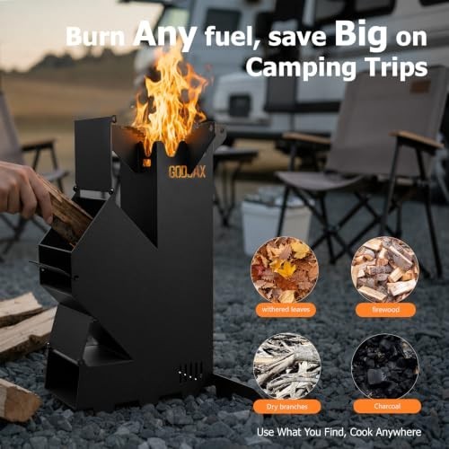 Portable Wood-Burning Camping Stove with Carry Bag - Outdoor Cookware