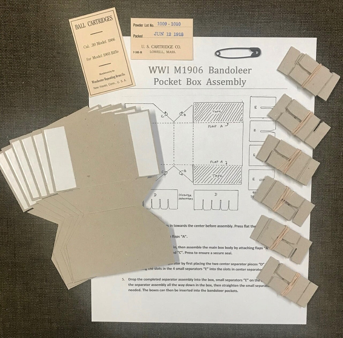 WWI M1906 Replica Bandoleer Restoration Kit for M1903 and M1917 Rifles