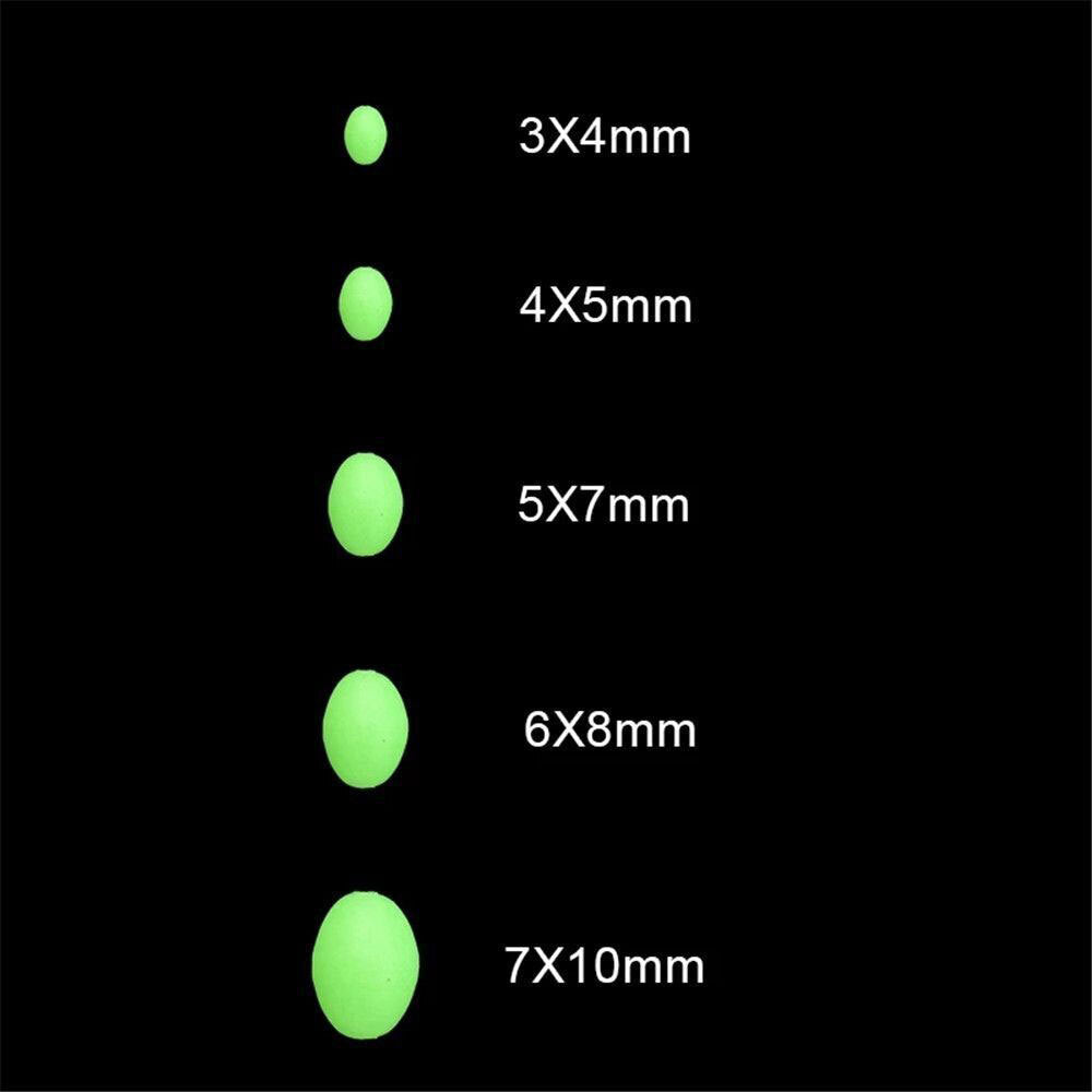 375Pcs Luminous Fishing Beads Oval Glow Sink Beads for Treble Hooks