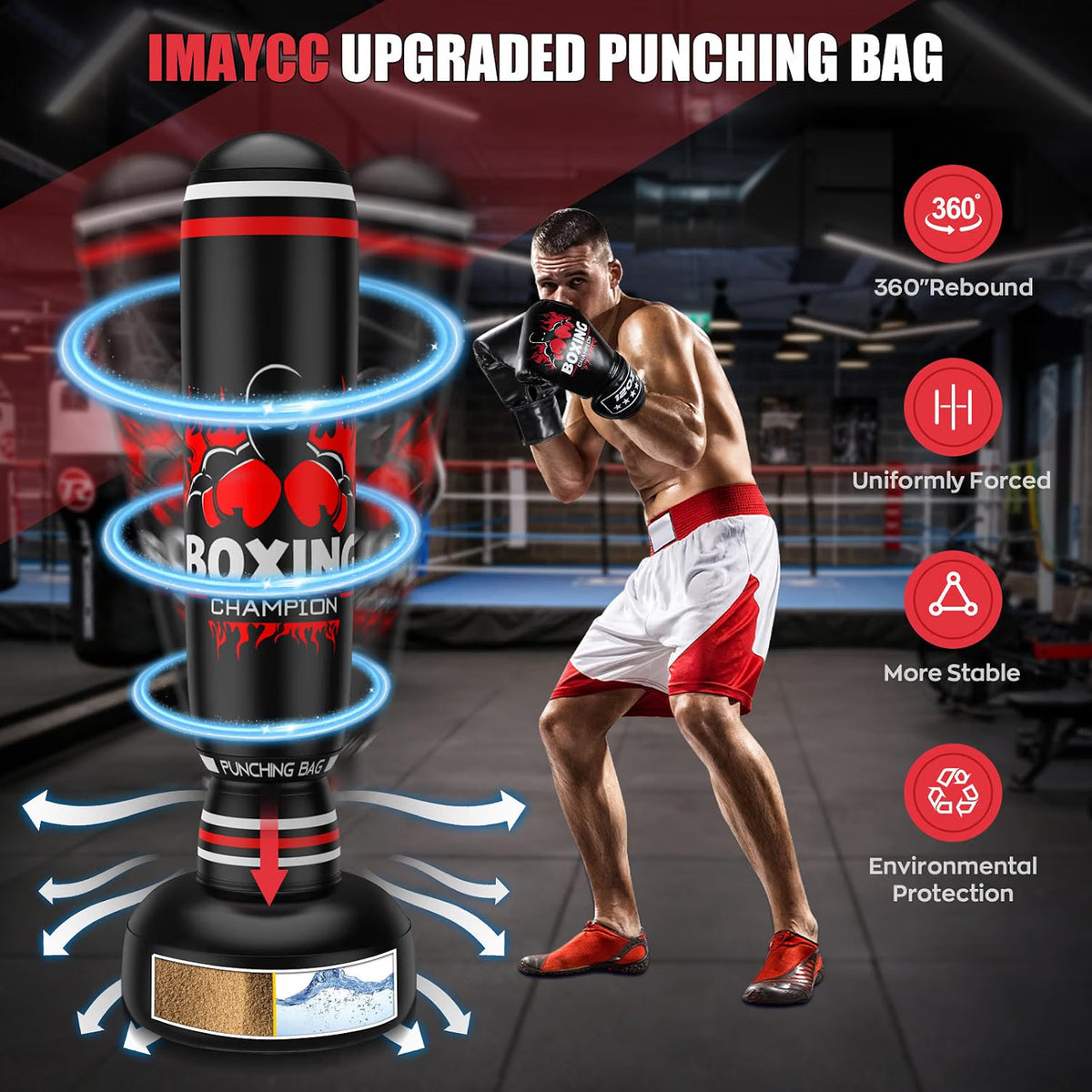 70-Inch Freestanding Punching Bag with Stand - Heavy-Duty Boxing & Kickboxing Equipment