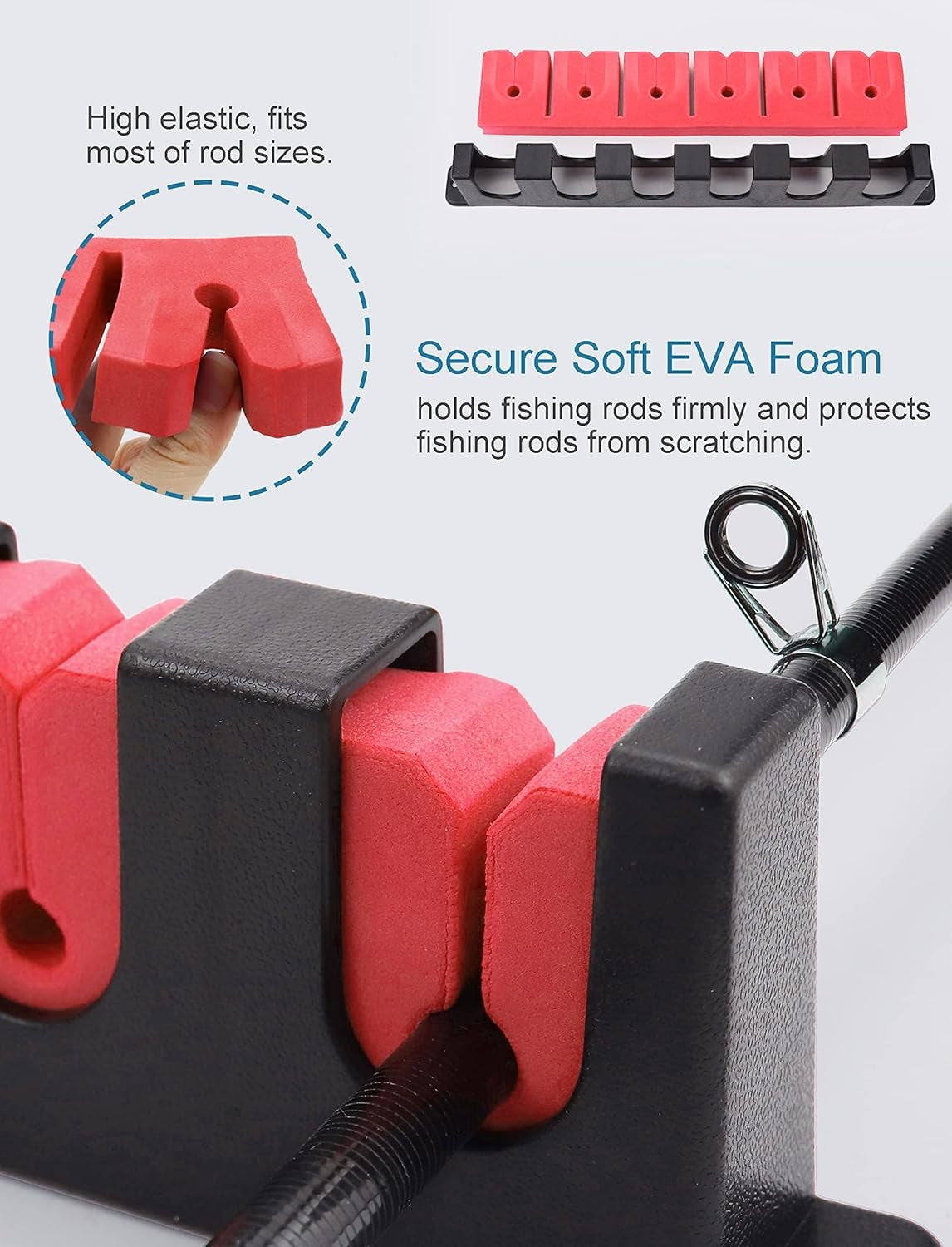 Wall-Mounted Fishing Rod Holders Set of 2 - Space Saving Horizontal Rack