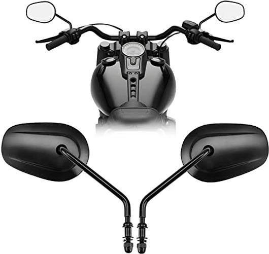 8mm Teardrop Rearview Mirrors for Harley Touring - Black