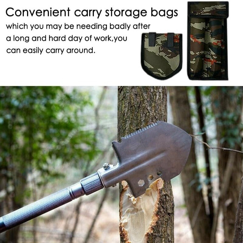Multifunctional Camping Shovel with Axe Saw Hammer & Accessories - 23-in-1 Portable Folding Spade Kit