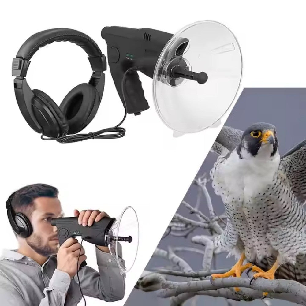 Parabolic Microphone Bird Observation Device with Headphones - Monocular Spy Camera