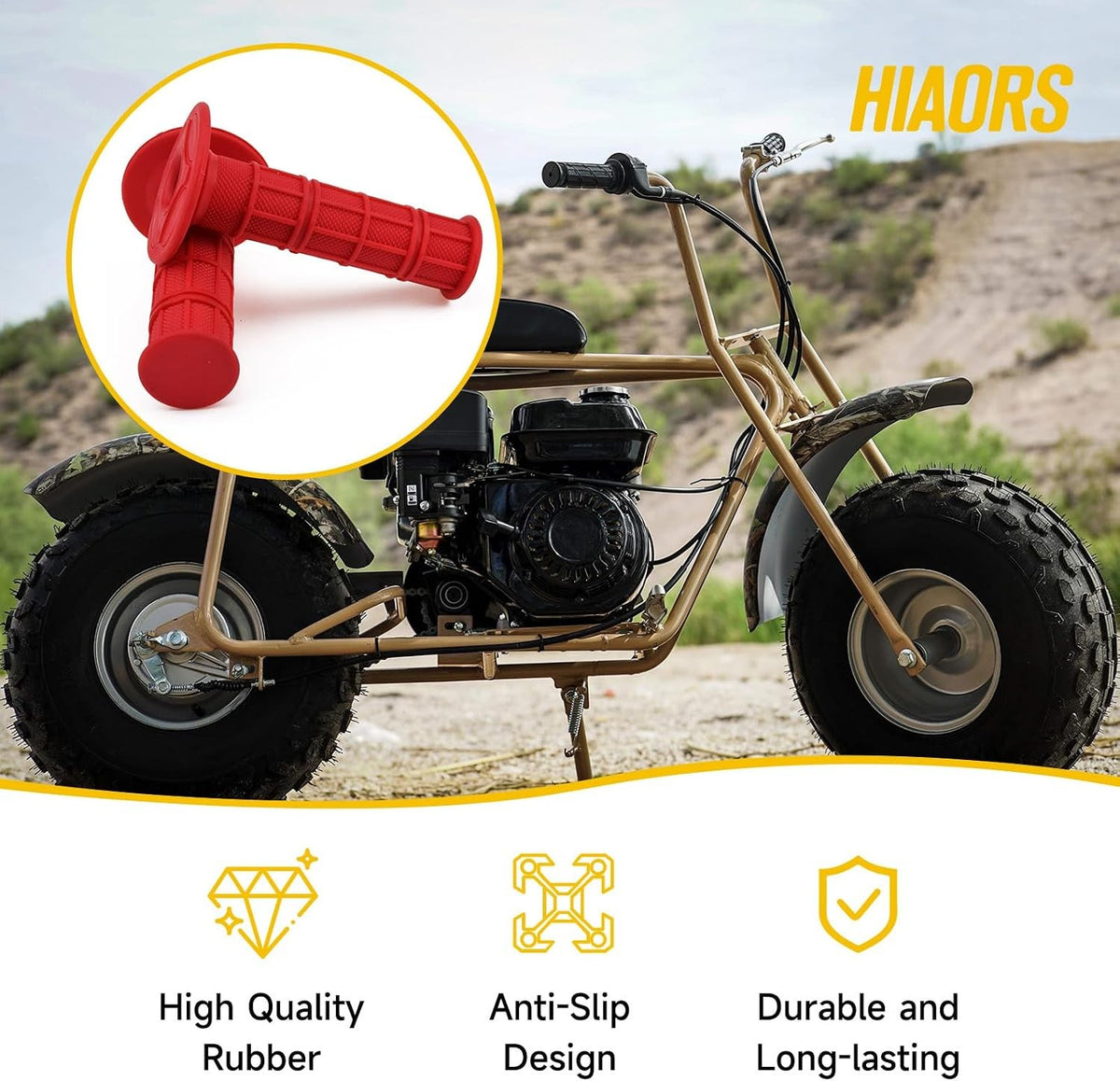 7/8 Inch ATV Handlebar Grips for Tractors and Quads - Red Left & Right Set