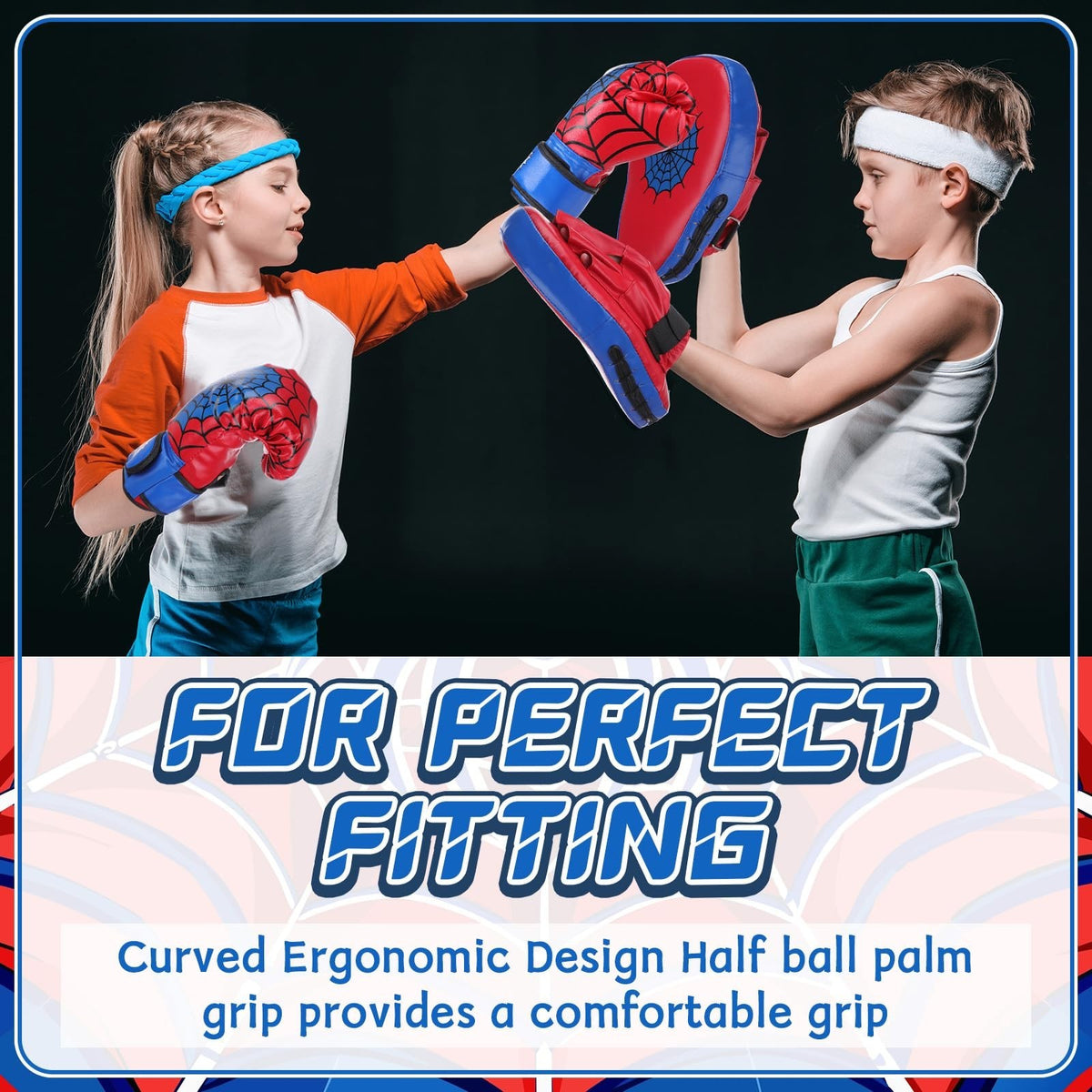 Kids Boxing Gloves and Punching Mitts Set - Sparring Gear for Martial Arts Training