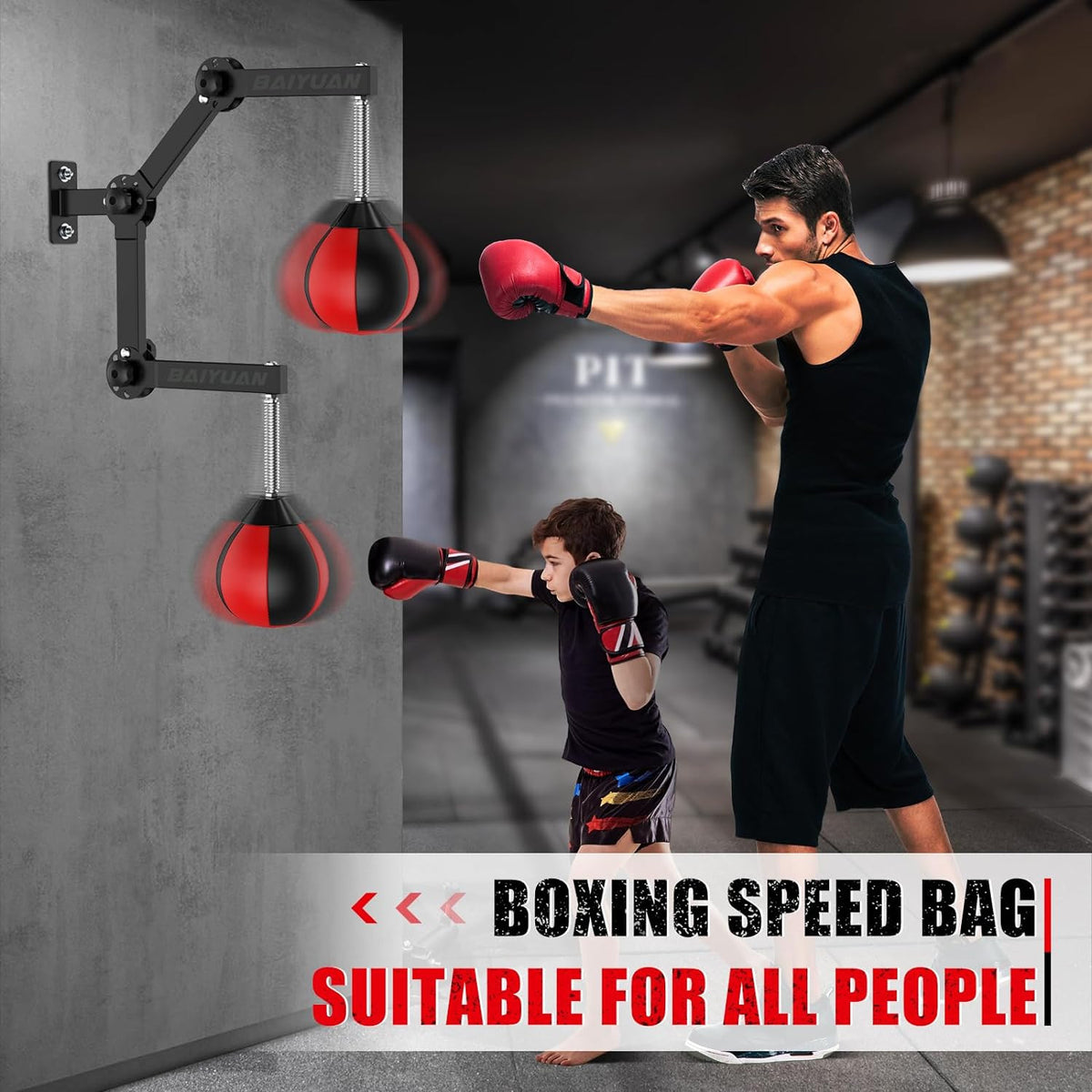 Speed Bag Boxing Punching Bag Wall Mount Adjustable & Space Saving