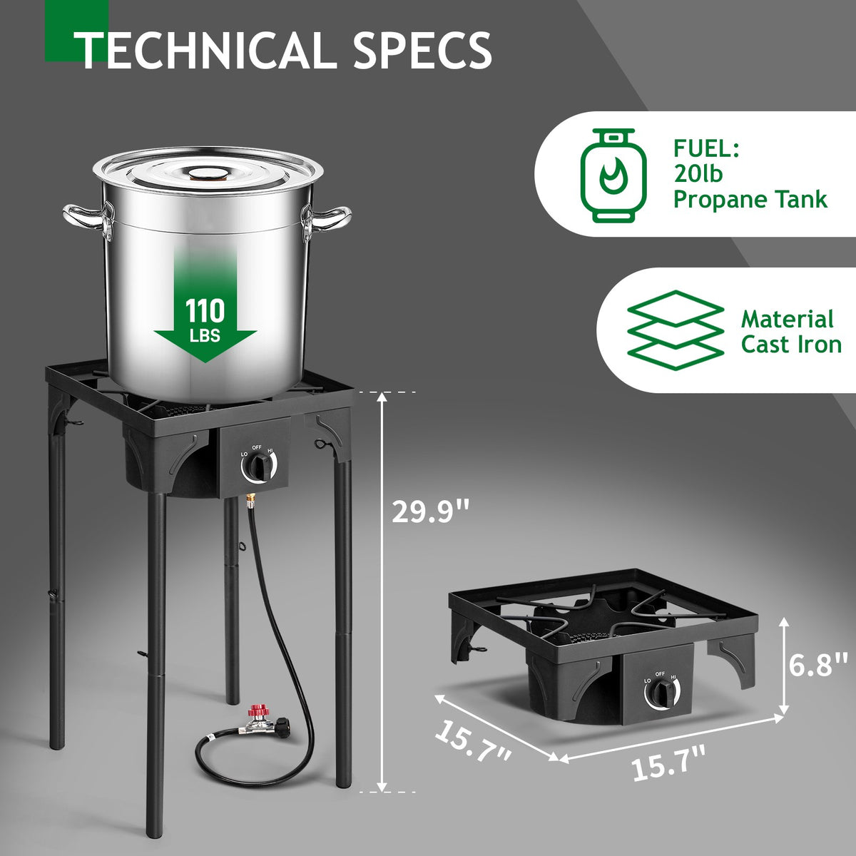 75000 BTU Portable Outdoor Propane Stove for Camping BBQ Cooking