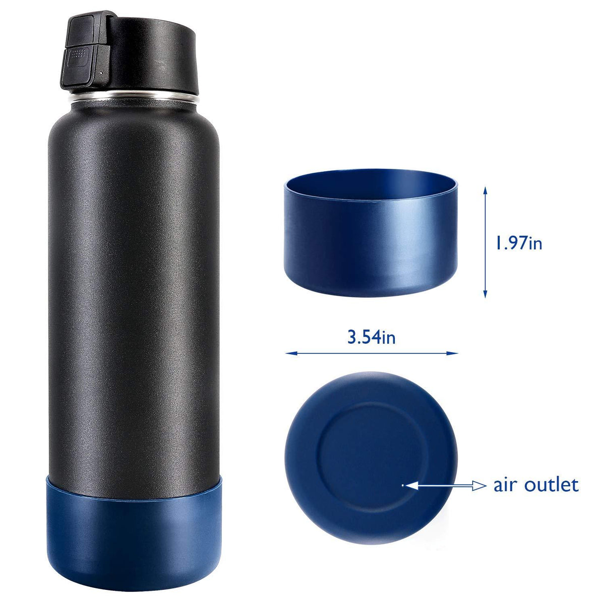 Silicone Bottle Boot Sleeve for Hydro Flask - Anti-Slip Bottom Cover, Protects 12-40 oz Water Bottles