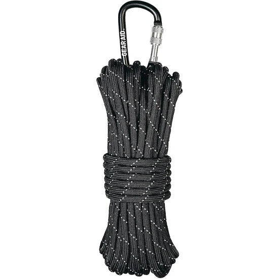 Heavy Duty Paracord with Carabiner - Reflective 50 or 100 ft Nylon Cordage