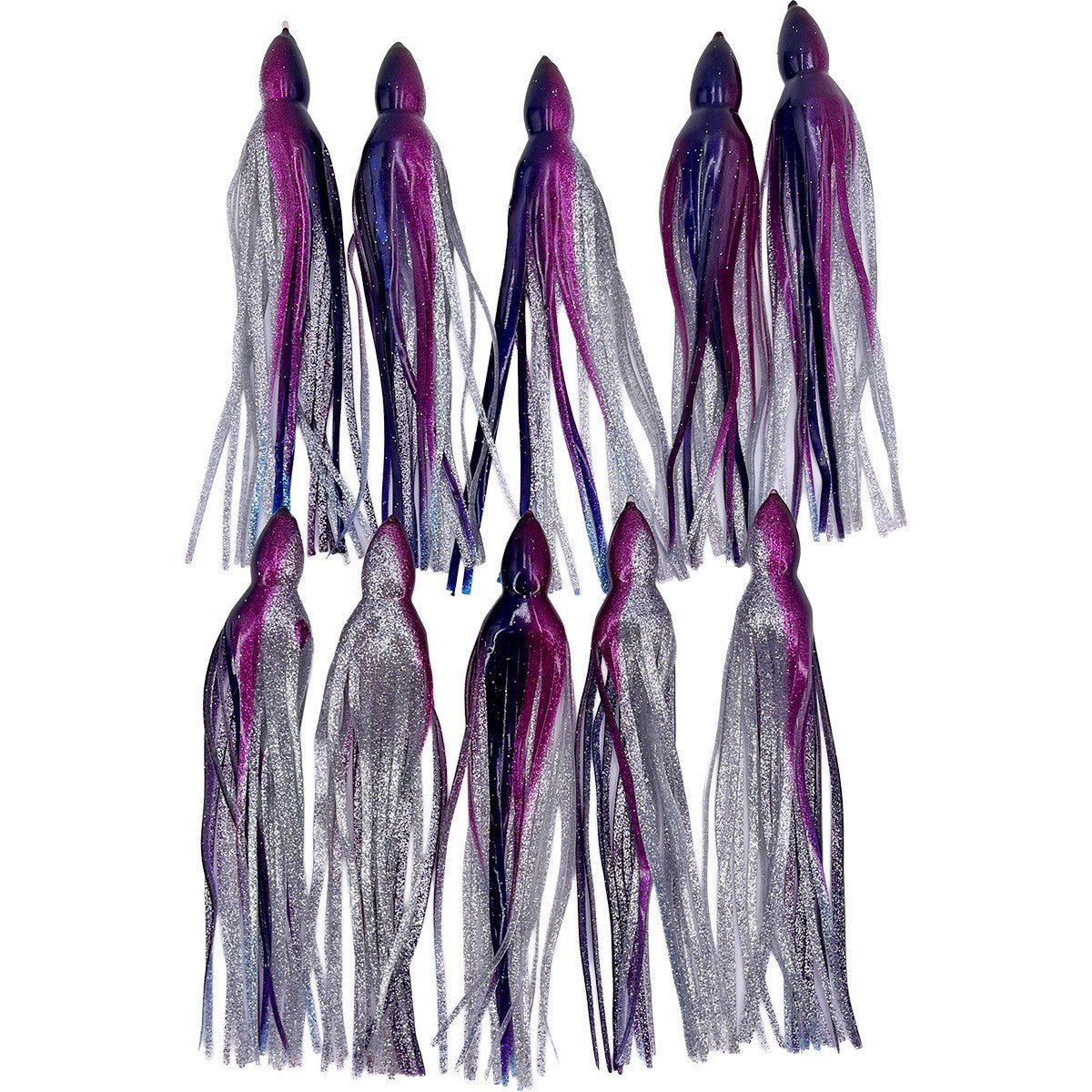Octopus Skirt Replacement Set for Trolling Lures Saltwater Fish 8.5” Purple & Silver