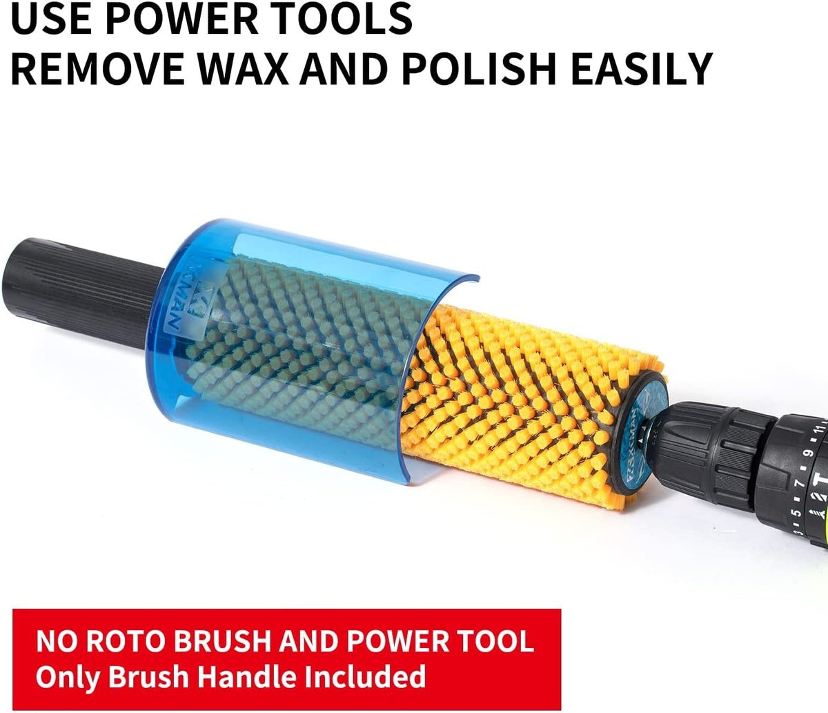 200mm Ski Snowboard Roto Brush with Horsehair Nylon Axle Safety Shield