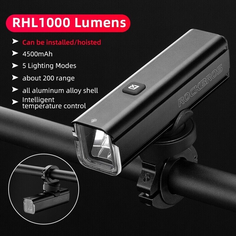 1000LM USB Rechargeable LED Bike Headlight Rainproof Cycling Light