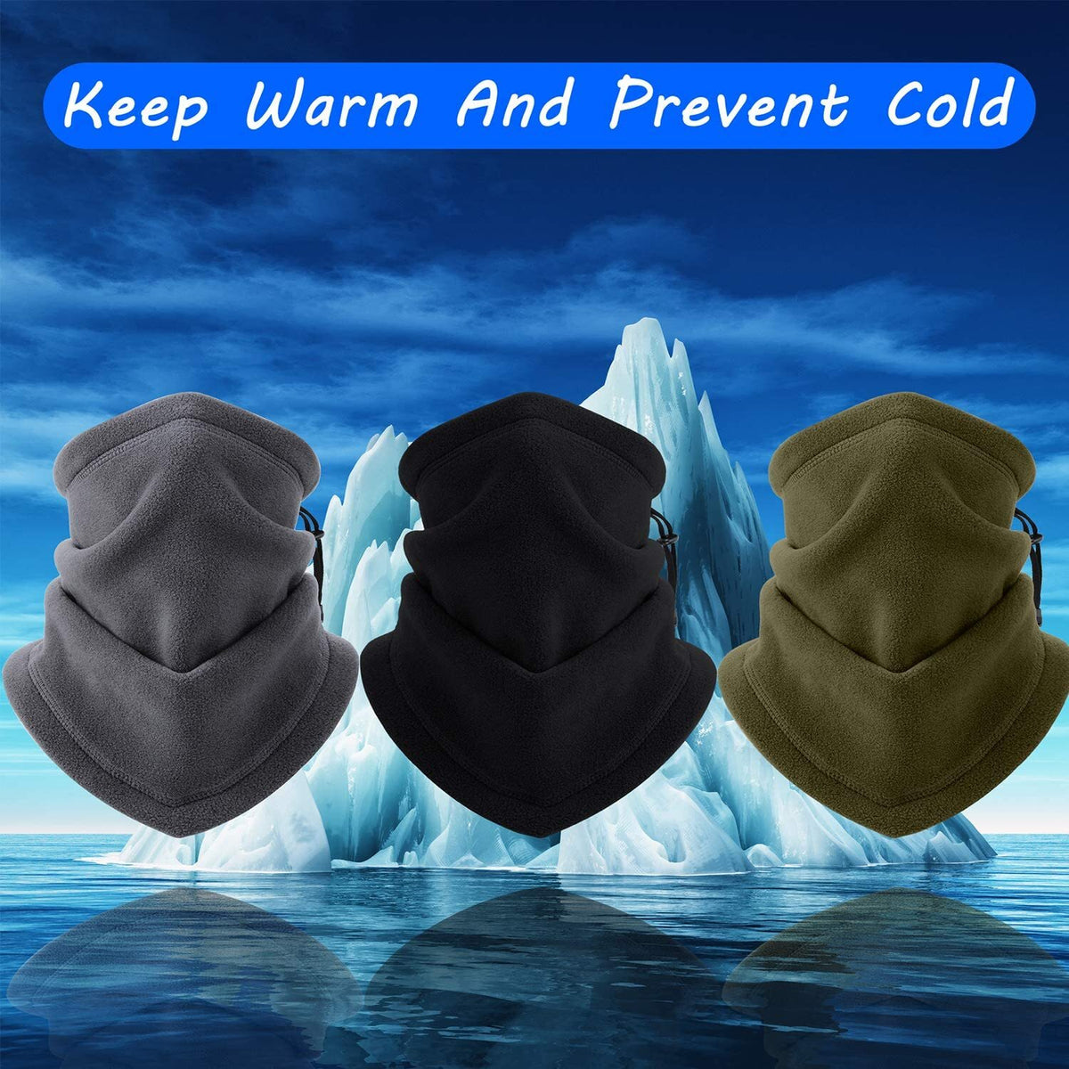 Fleece Neck Warmer Gaiter Winter Balaclava Ski Mask with Adjustable Strap