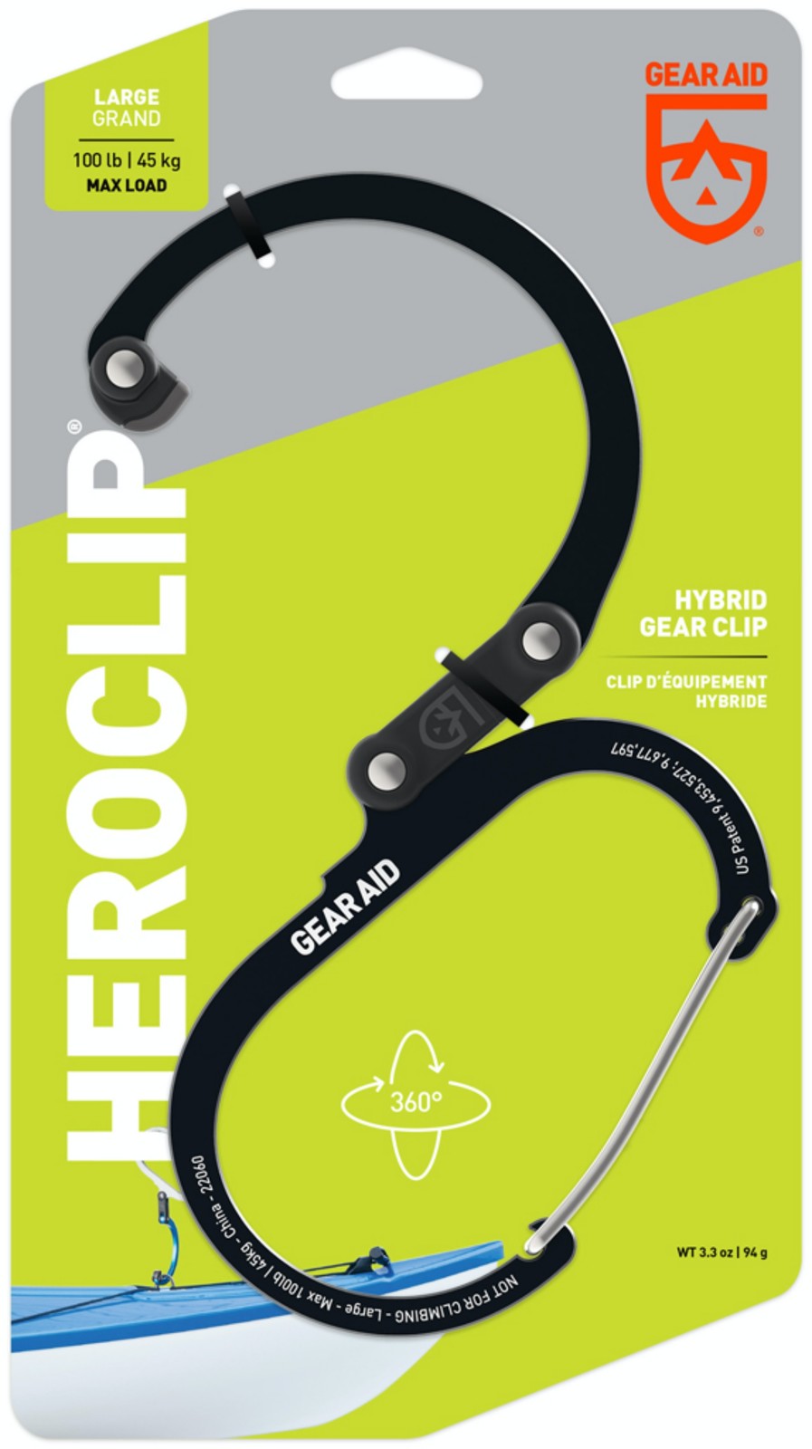 Aluminum Heroclip Large Clip with 100 lb Max Load for Camping and Gear