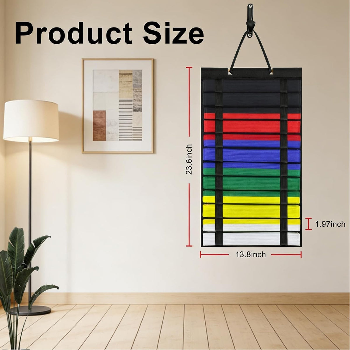 Martial Arts Belt Display Rack Holds Up to 12 Belts for Karate Taekwondo BJJ Judo