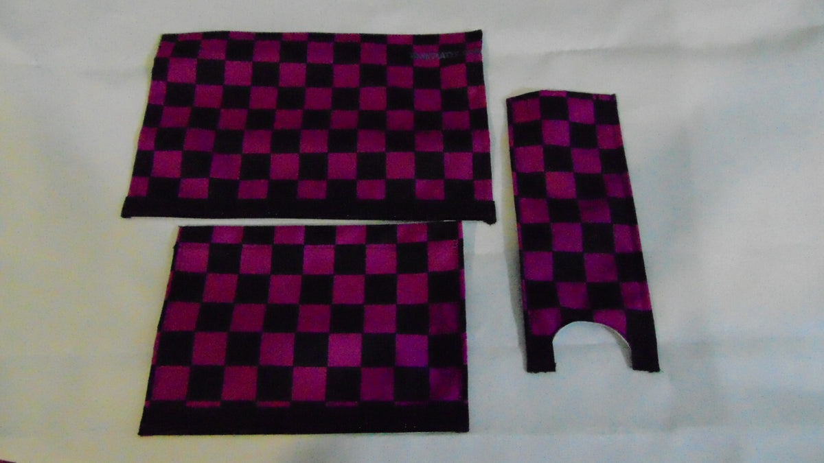 BMX Bike Handlebar Top Tube Pad Set - Checkerboard Black Purple Foam Included