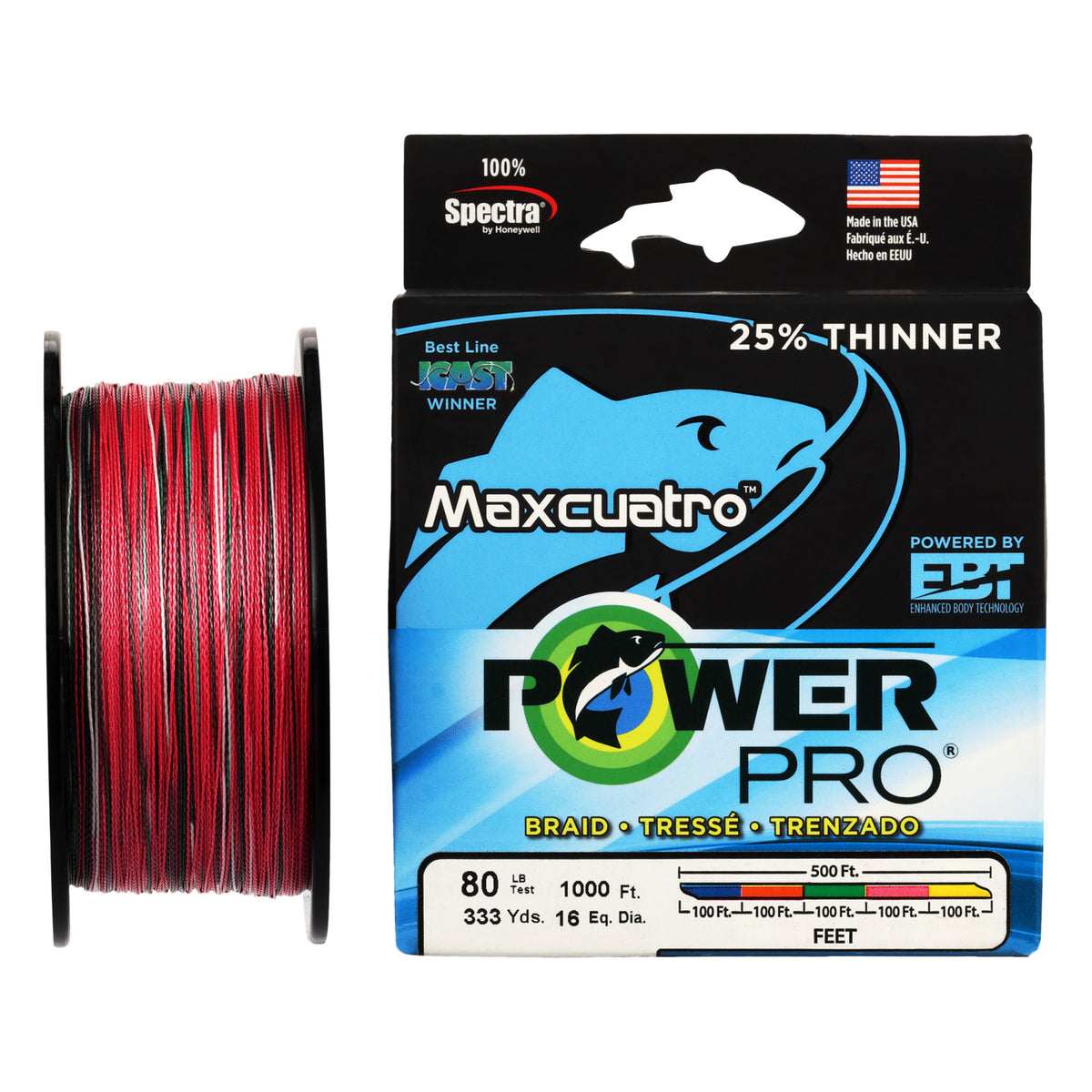 Braided Fishing Line 80lb 300yd Multi-Color Trolling & Deep-Drop Line