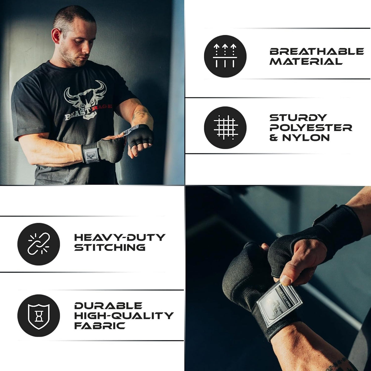Inner Boxing Gloves with Hand Wraps 36'' Wrist Support for MMA Muay Thai