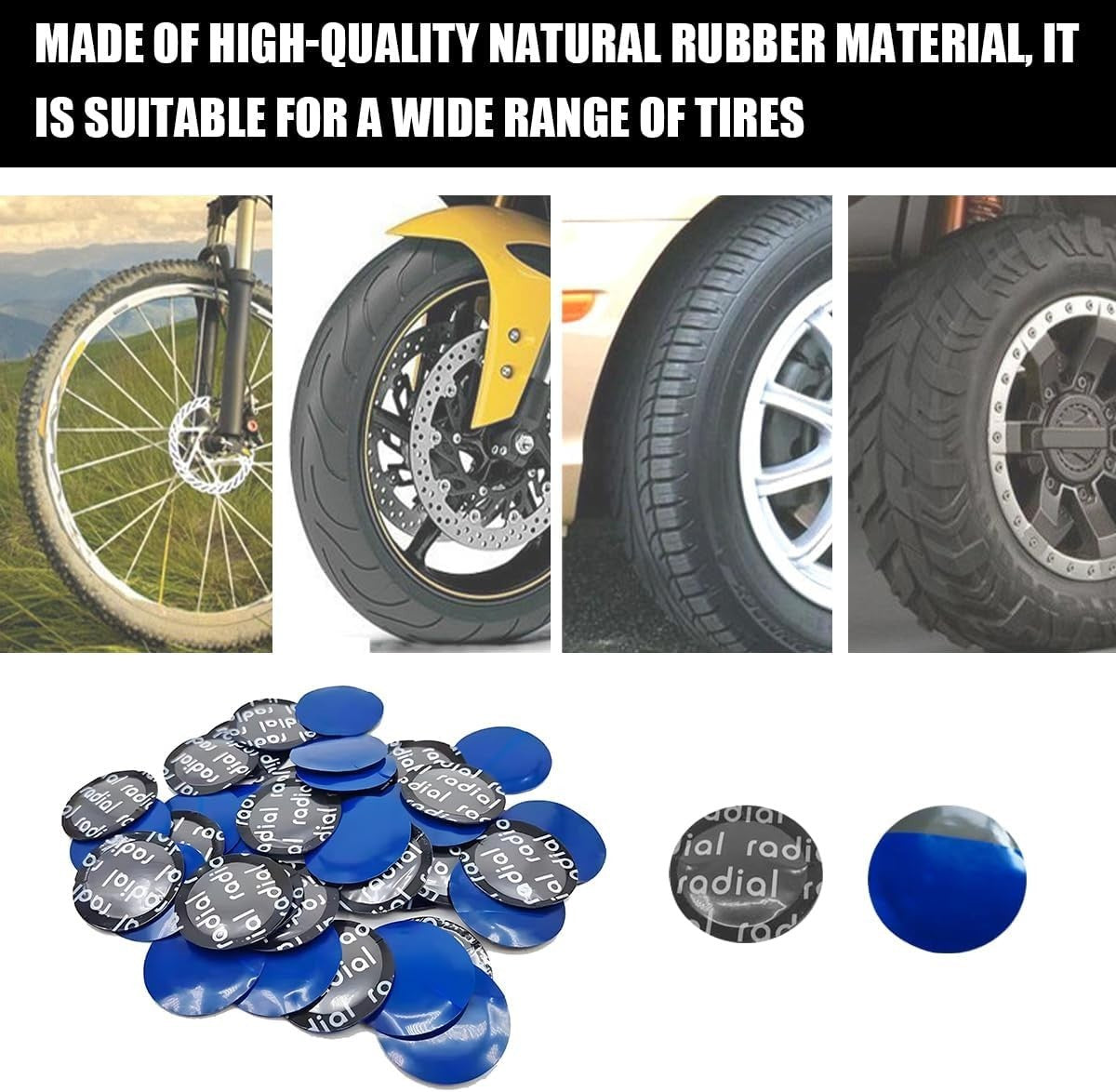50PCS 32mm Tire Patch Repair Kit for Cars, Trucks, Motorcycles & Bicycles