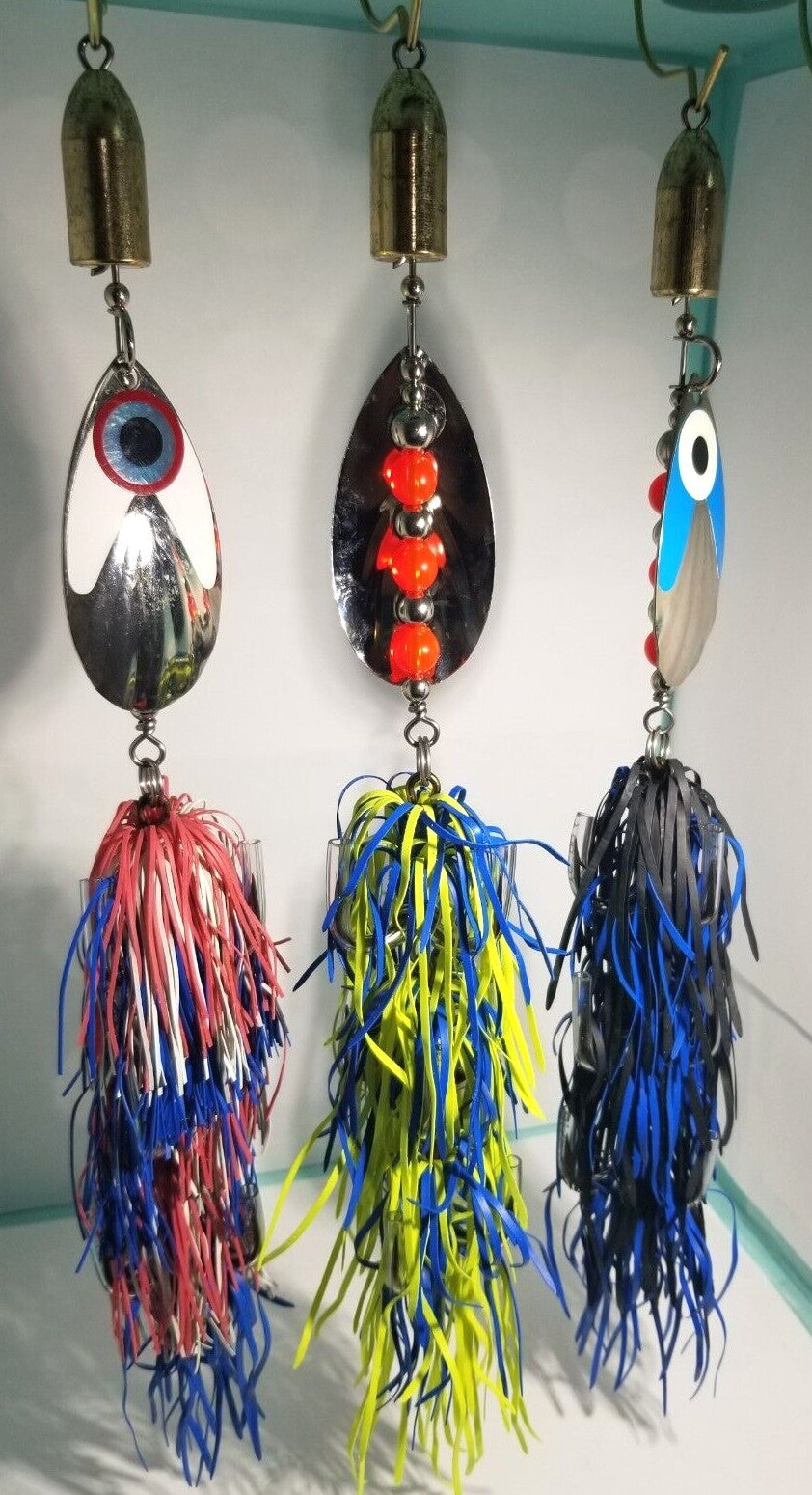 2.7oz Treble Hook Fishing Lure with Brass Rattle and Nickel Blade - Multiple Colors