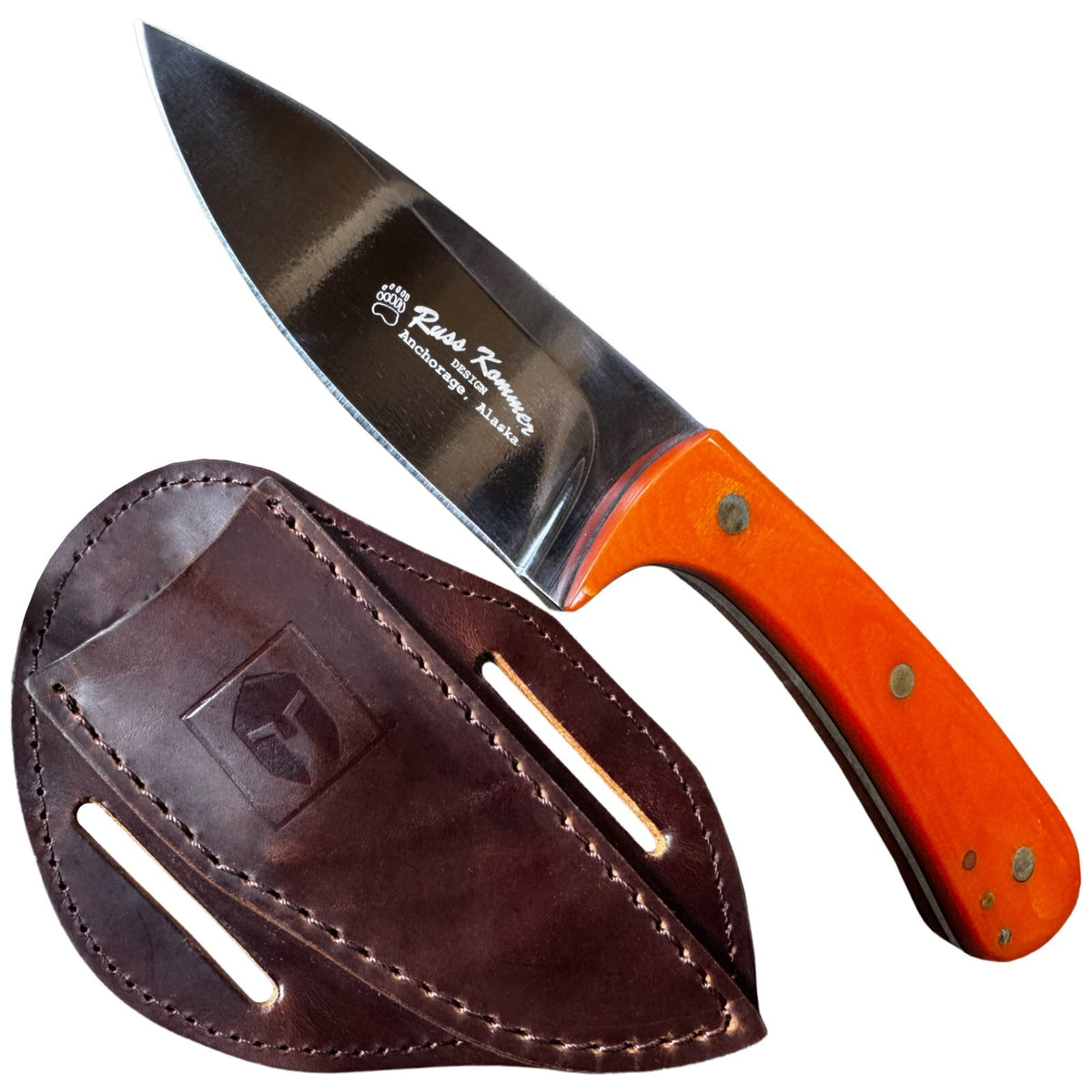 Fixed Blade Hunting Knife with D2 Steel Blade and Leather Sheath - Compact Outdoor Utility Knife