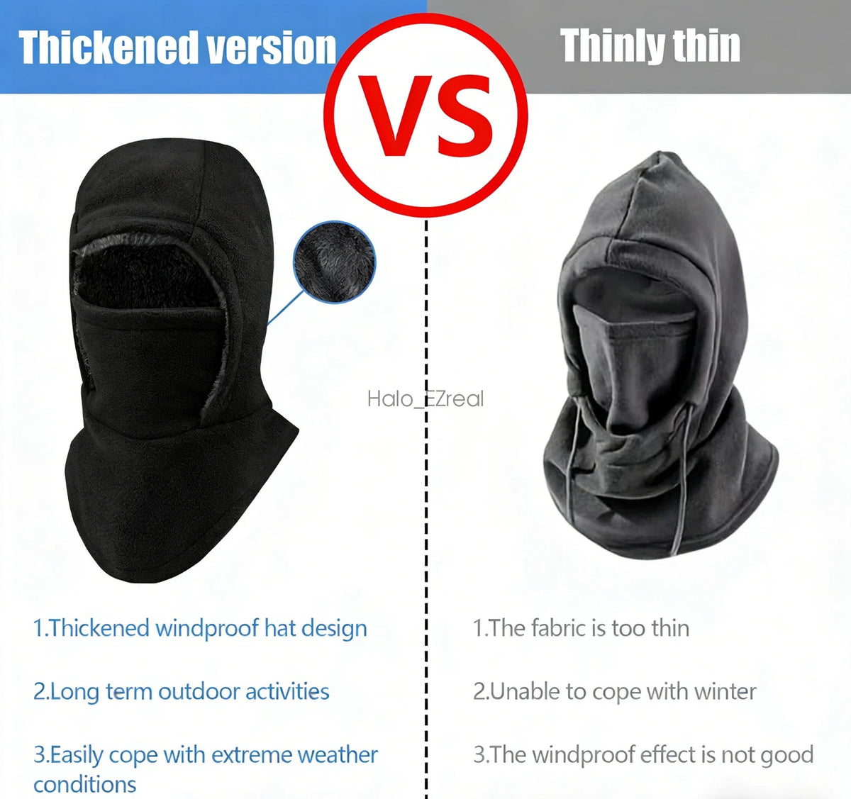 Men's Winter Balaclava Hat Ski Mask Cold Windproof Face Cover