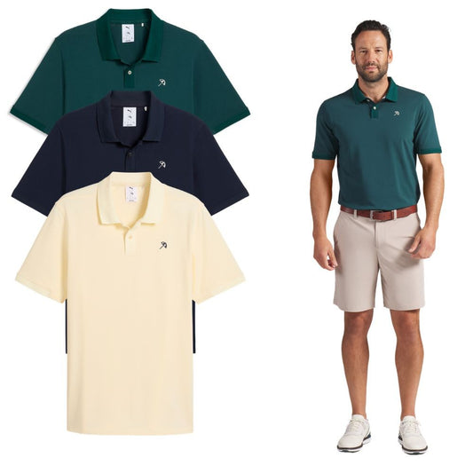 Men's Golf Polo Shirt with Recycled Cotton - Multiple Colors & Sizes