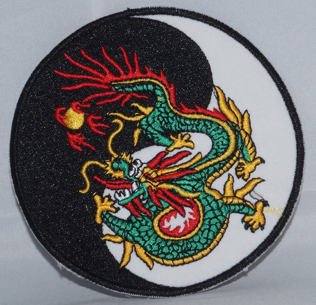 Martial Arts Patch Yin Yang Dragon 4 Inch Sew-On or Heat-Activated Badge