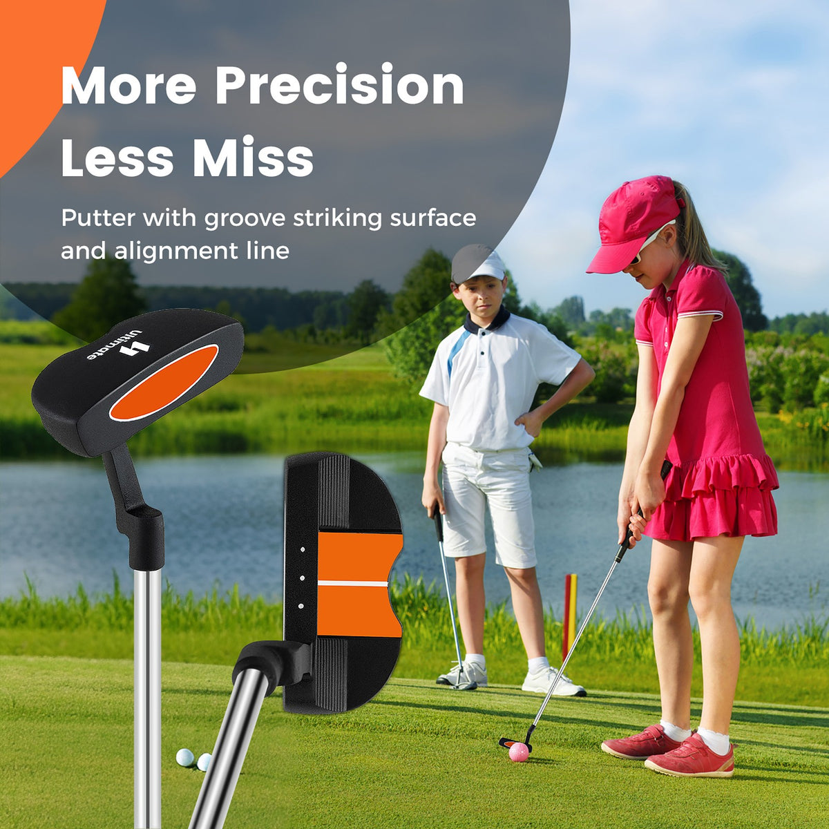 Kids 28-Inch Complete Golf Club Set with Stand Bag - Yellow, Beginner Friendly