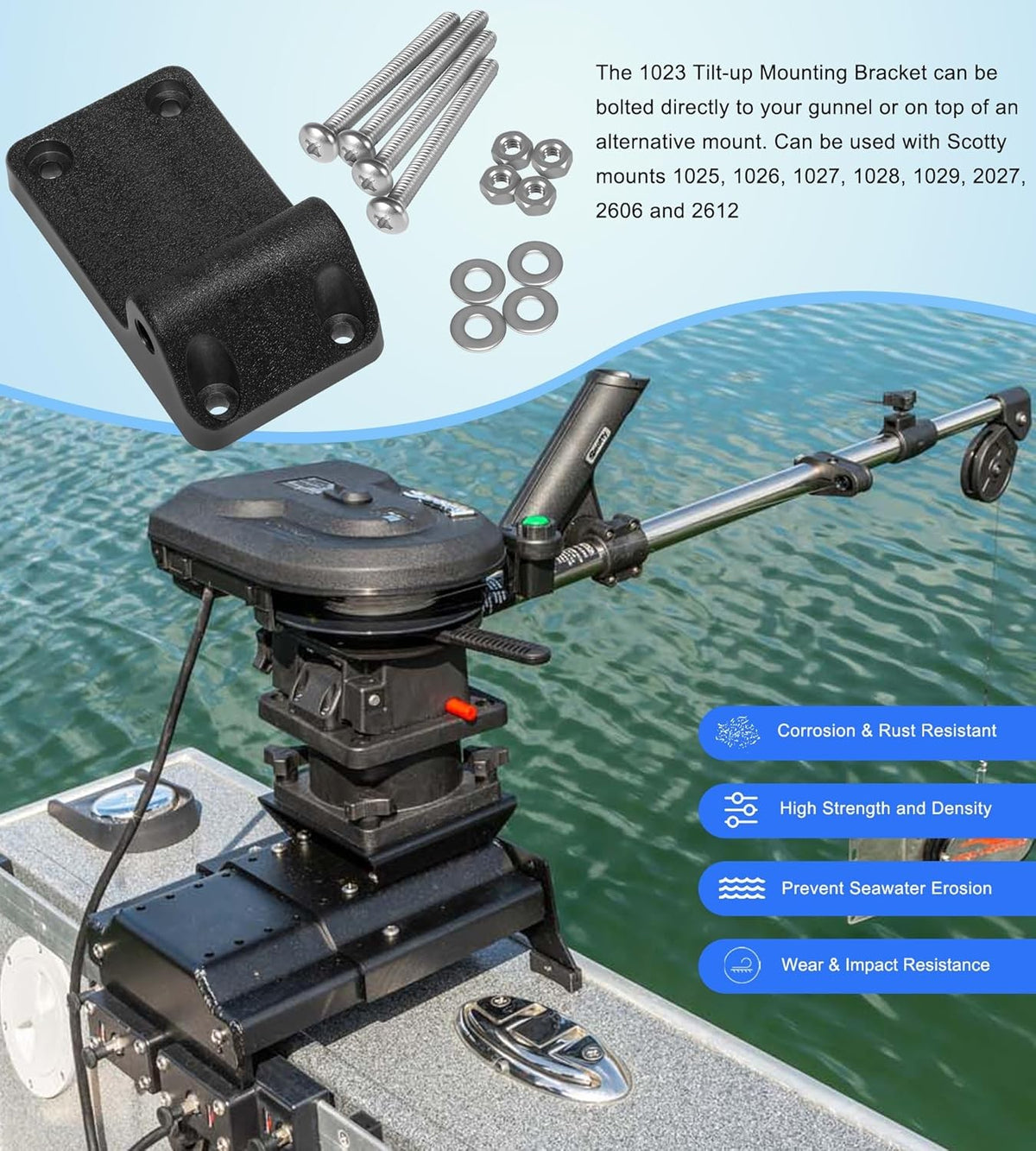 Boat Downrigger Tilt-Up Mounting Bracket for Scotty Models 1080-1116,1023