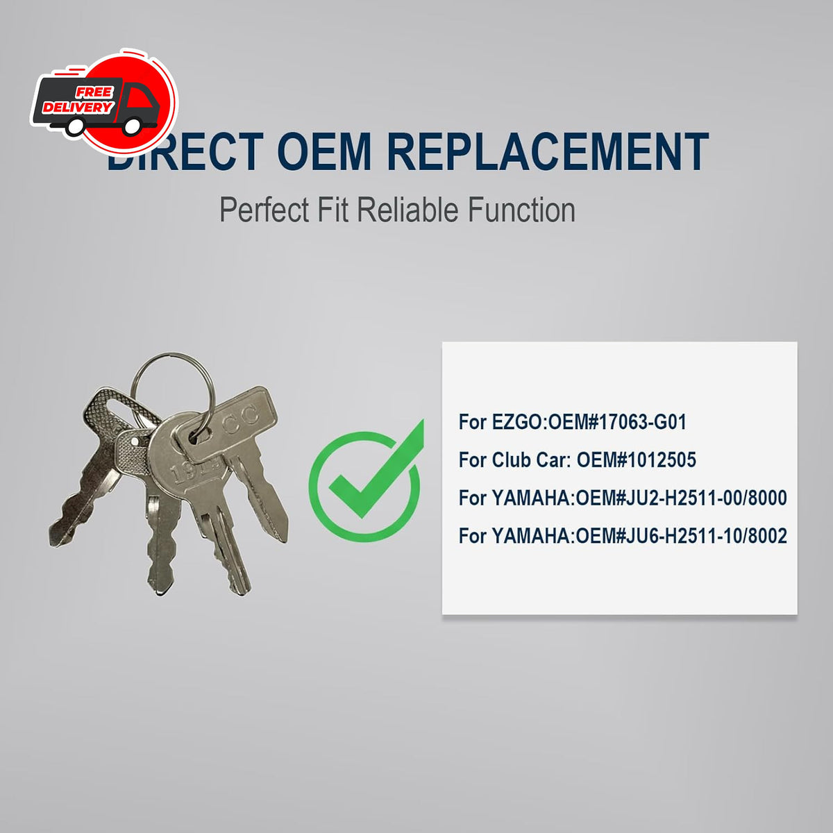 Golf Cart Key Set - 8 Replacement Keys for EZGO, Club Car, Yamaha